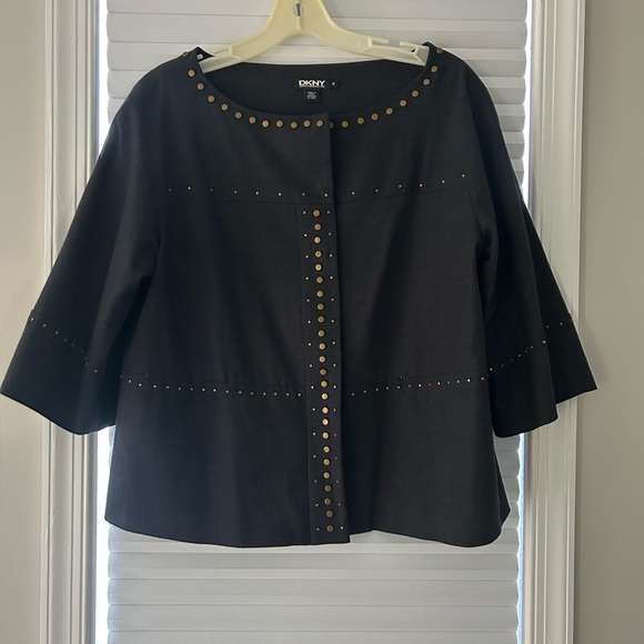 DKNY Dark Grey/Black Studded Jacket - Picture 1 of 5